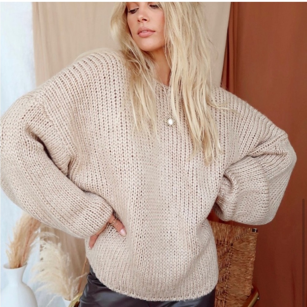 12th Tribe Sofie Tan Oversized Sweater